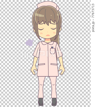 溜息をつく看護師女性のイラスト素材 溜息をつく看護師女性のイラスト素材 77673713