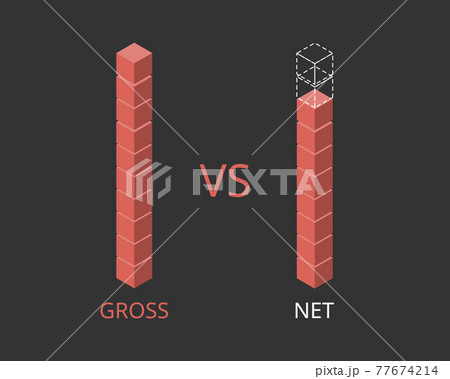 comparison of gross income and net income in bar chart 77674214