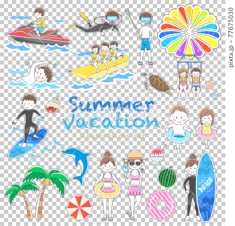 Summer leisure illustration set 77675030