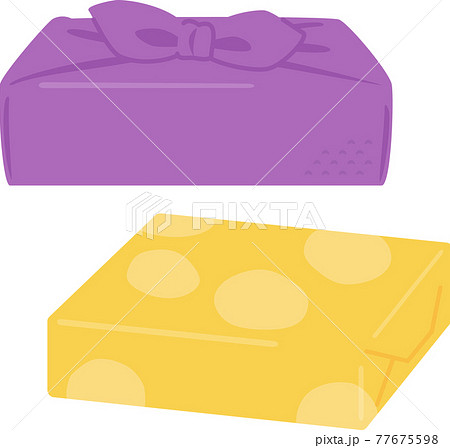 風呂敷包みの箱 菓子折り 手土産のイラスト素材