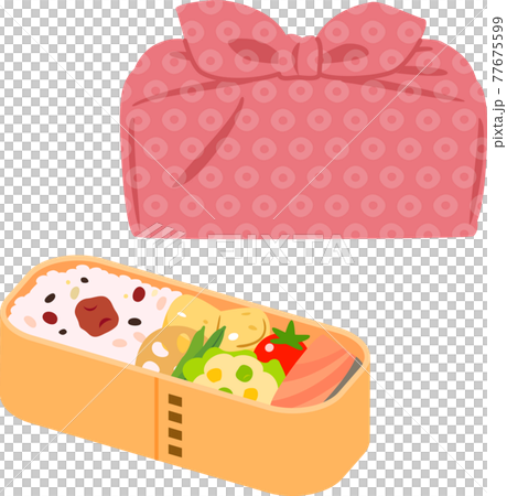 風呂敷包みとお弁当箱のイラスト素材 風呂敷包みとお弁当箱のイラスト素材