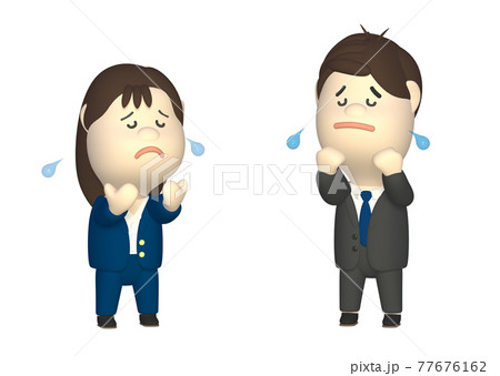 泣く男性と女性のイラスト素材