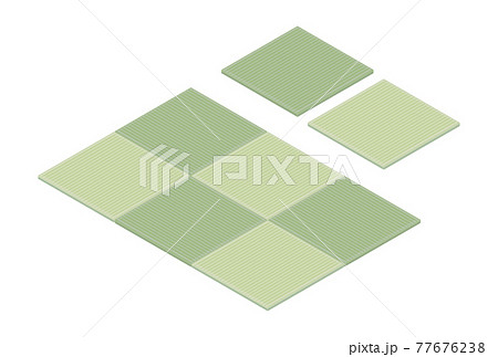 縁なし畳のアイソメセット（グリーン） 77676238