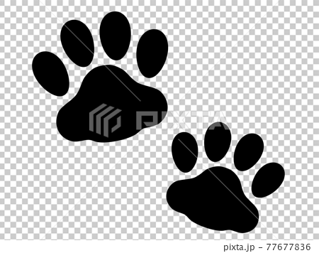 肉球 猫の足跡ふたつのシルエットイラスト黒のイラスト素材