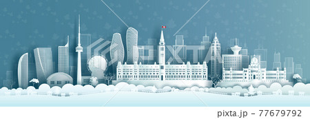 Illustration travel landmarks architecture Canada in toronto famous city. 77679792
