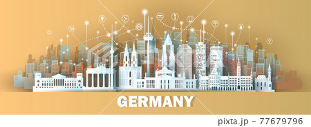 Technology wireless network communication smart city with architecture in Germany. Technology wireless network communication smart city with architecture in Germany. 77679796
