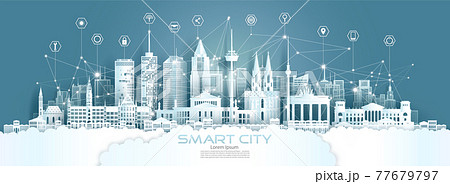 Technology wireless network communication smart city with architecture in Germany. Technology wireless network communication smart city with architecture in Germany. 77679797