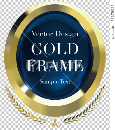 Frame oval laurel gold emblem blue with sample letters vector illustration Frame oval laurel gold emblem blue with sample letters vector illustration 77679925