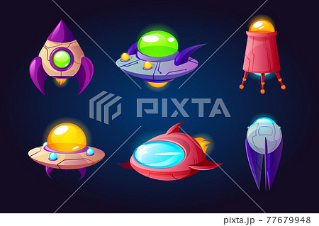 Alien space ships, ufo rockets, fantasy shuttles 77679948