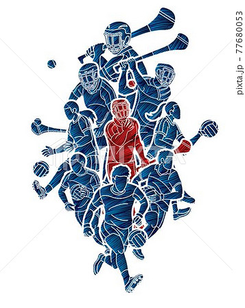 Gaelic Football and Hurling Sport Players Action Cartoon Graphic Vector Gaelic Football and Hurling Sport Players Action Cartoon Graphic Vector 77680053