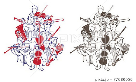 Group of Musician Orchestra Instrument Cartoon Graphic Vector Group of Musician Orchestra Instrument Cartoon Graphic Vector 77680056