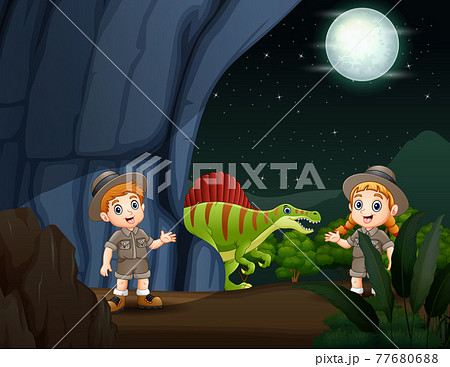 The safari kids in the cave illustration The safari kids in the cave illustration 77680688