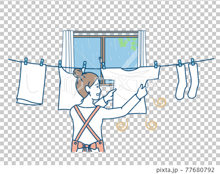 室内干し 洗濯物が臭う 臭い 困る主婦 家事 女性 イラスト素材 室内干し 洗濯物が臭う 臭い 困る主婦 家事 女性 イラスト素材 77680792