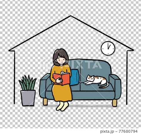 ステイアットホームのイラスト stayhome ステイアットホームのイラスト stayhome 77680794