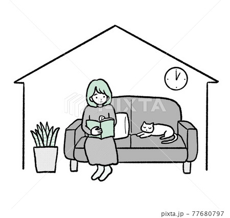 ステイアットホームのイラスト stayhome ステイアットホームのイラスト stayhome 77680797