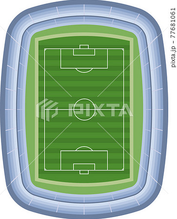 サッカースタジアムのイメージイラスト ベクター画像 鳥瞰 のイラスト素材