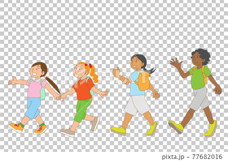 Multinational girls going to school Multinational girls going to school 77682016