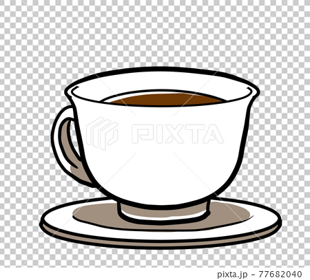 リアルなコーヒーとカップのイラストのイラスト素材