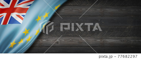 Tuvalu flag on black wood wall banner Tuvalu flag on black wood wall banner 77682297