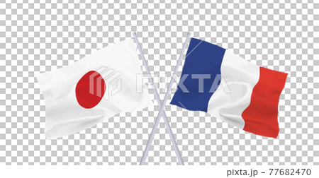 フランスと日本の国旗のイラスト素材
