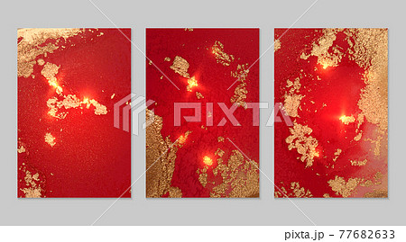 Ruby red and gold pattern with texture of geode and sparkles Ruby red and gold pattern with texture of geode and sparkles 77682633
