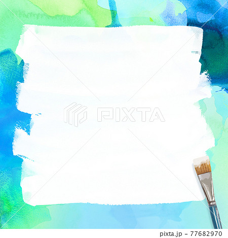 青い絵の具で描いたフレーム素材 - 複数のバリエーションがあります 77682970