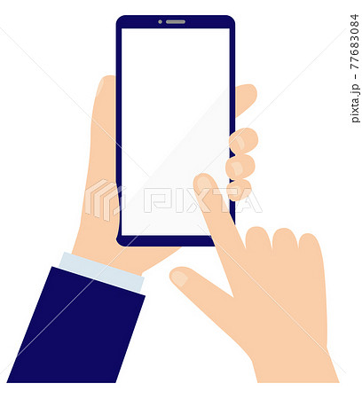 スマートフォンを操作する男性のイラスト　フラットデザイン 77683084