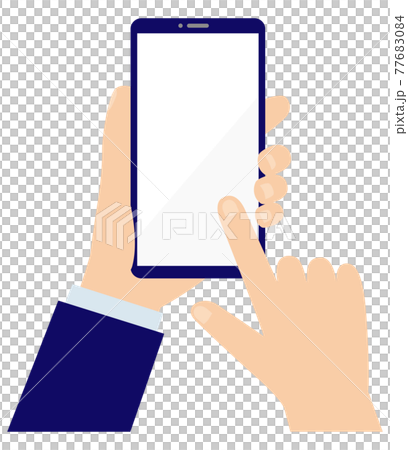 スマートフォンを操作する男性のイラスト　フラットデザイン 77683084