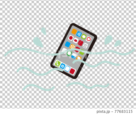 Illustration of a smartphone that is likely to break when immersed in water 77683115