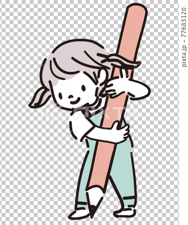 鉛筆を持っている女の子勉強のイメージイラスト 77683120