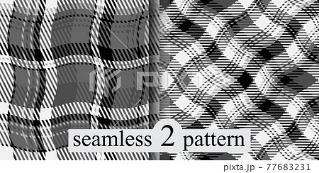 Black and white plaid pattern set. Black and white plaid pattern set. 77683231