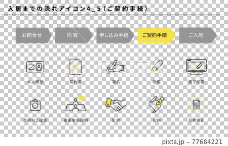 不動産、入居までの流れのシンプルアイコンセット4_5(ご契約手続) 不動産、入居までの流れのシンプルアイコンセット4_5(ご契約手続) 77684221