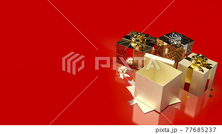 The gift boxes on red background for sale promotion business content 3d rendering The gift boxes on red background for sale promotion business content 3d rendering 77685237