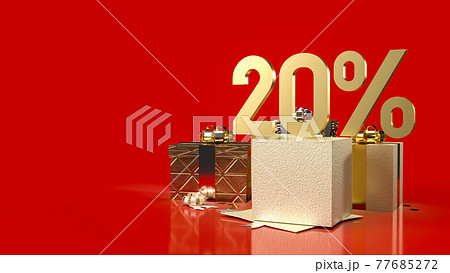 The gold number percent gift boxes on red background for sale promotion business content 3d rendering 77685272