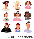 Set of female and male avatars portraits with faces 77686860