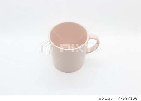 Empty pink mug isolated on white background 77687196