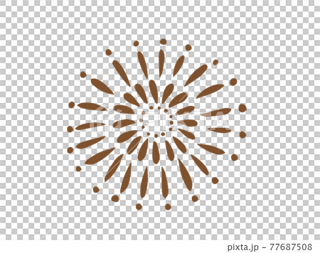 かわいい花火 夏 ブラウン色 手書きイラスト素材のイラスト素材