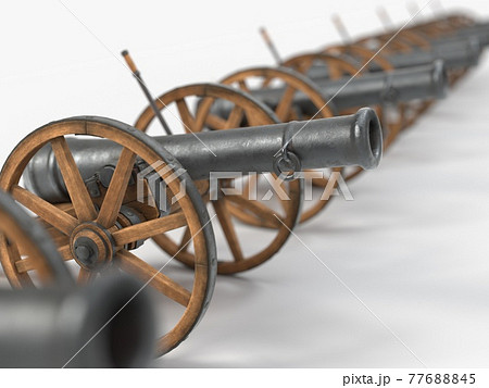 ramadan cannon sorted in a line, 3d illustration ramadan cannon sorted in a line, 3d illustration 77688845