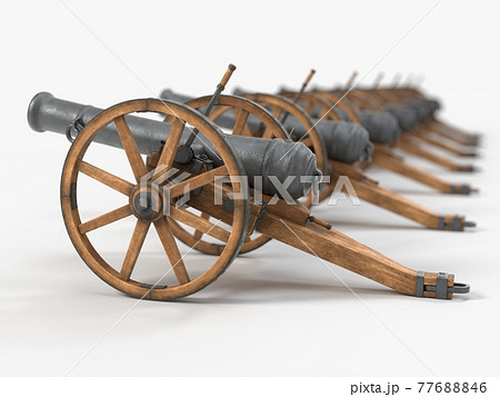 ramadan cannon sorted in a line, 3d illustration ramadan cannon sorted in a line, 3d illustration 77688846