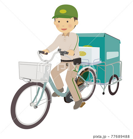配送用スリーターで配達する男性1 配送用スリーターで配達する男性1 77689488