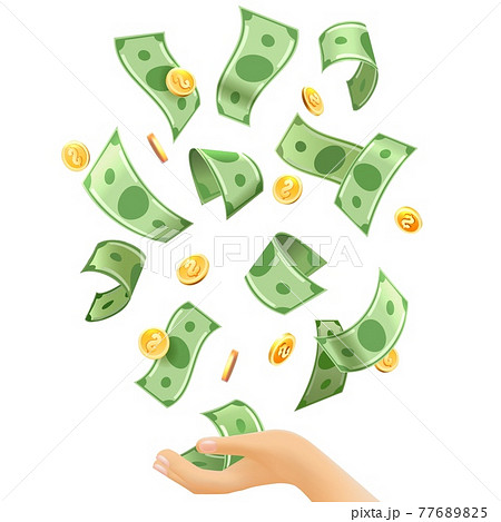 Money falling to hands 77689825