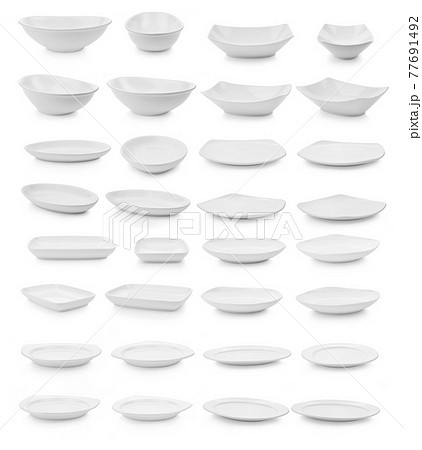 empty plate on white background empty plate on white background 77691492