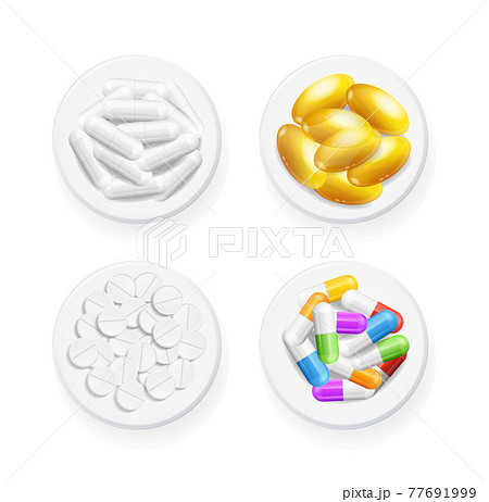 Realistic Detailed 3d Tablet Pills Set. Vector 77691999