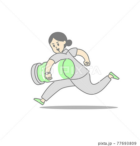 看護師がワクチンを抱えて走るイメージイラストのイラスト素材