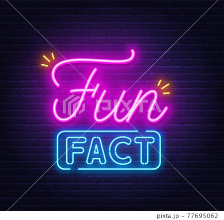 Fun Fact neon sign on brick wall background.のイラスト素材