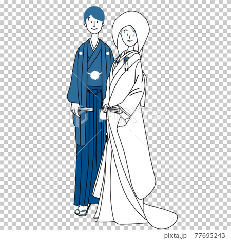 International marriage in kimono Japanese men and Western women 77695243