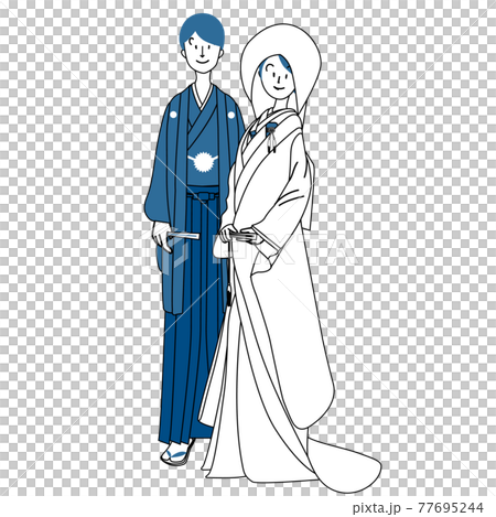 和装の結婚式　日本人男性と日本人女性 77695244