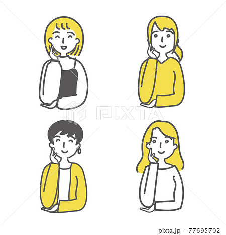 笑顔の女性　ベクターイラスト 77695702