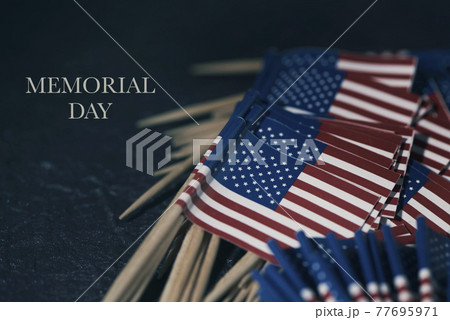 US flags and text memorial day 77695971