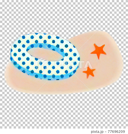 Illustration of a float and a starfish on the beach 77696209